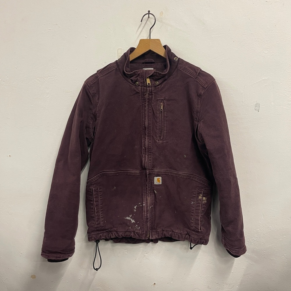Carhartt Full Swing Jacket Purple Canvas Women's Medium Distressed Workwear